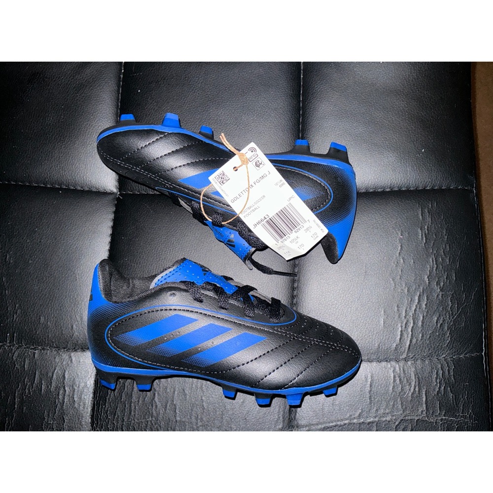 Adidas Goletto IX FG/MG J Kids Soccer Cleats Black Blue JH6643 Size 11K